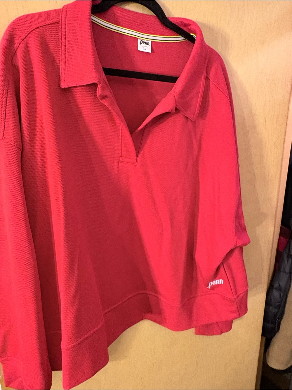 Women's Red Polo-Style Pullover Sweatshirt